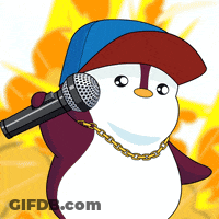 Penguin Wearing Hat And Chain Holding Microphone GIF