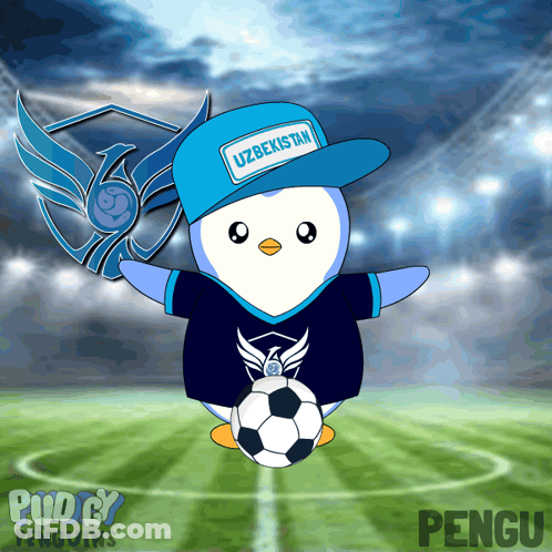 Penguin Wearing Hat Saying Uzbekistan GIF