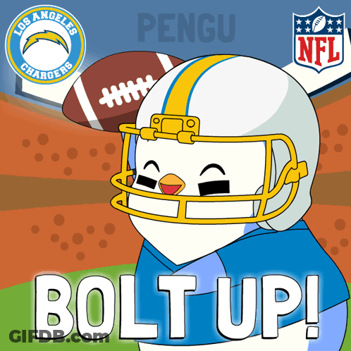 Penguin Wearing Los Angeles Chargers Jersey GIF