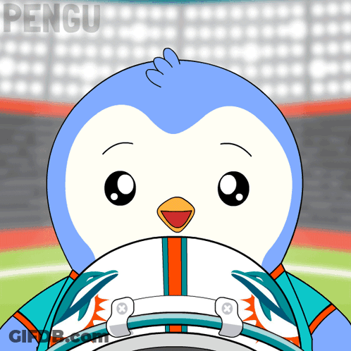 Penguin Wearing Miami Dolphins Football Helmet GIF