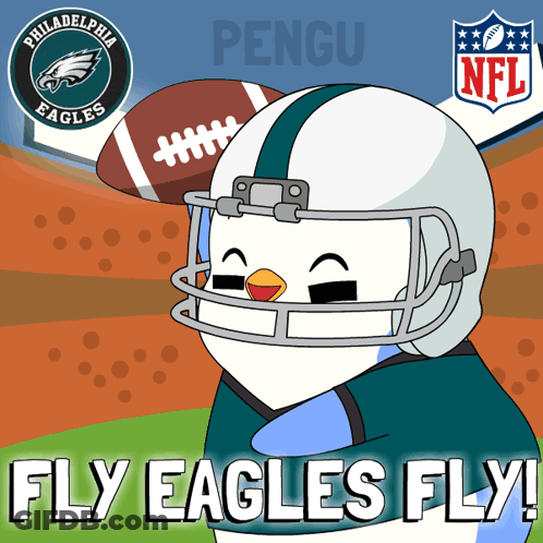 Penguin Wearing Philadelphia Eagles Helmet GIF