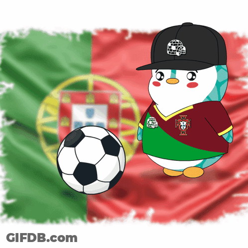 Penguin Wearing Portugal Jersey GIF