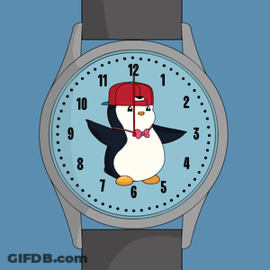 Penguin Wearing Red Hat On Watch GIF