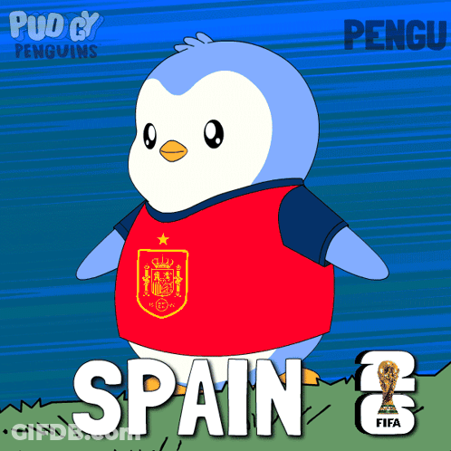 Penguin Wearing Red Shirt Says Spain GIF