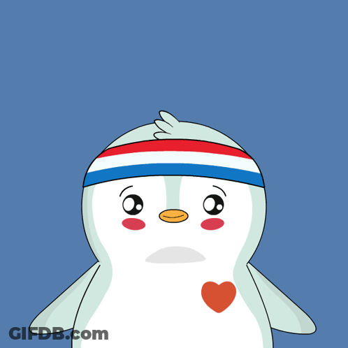 Penguin Wearing Red White Blue Headband GIF