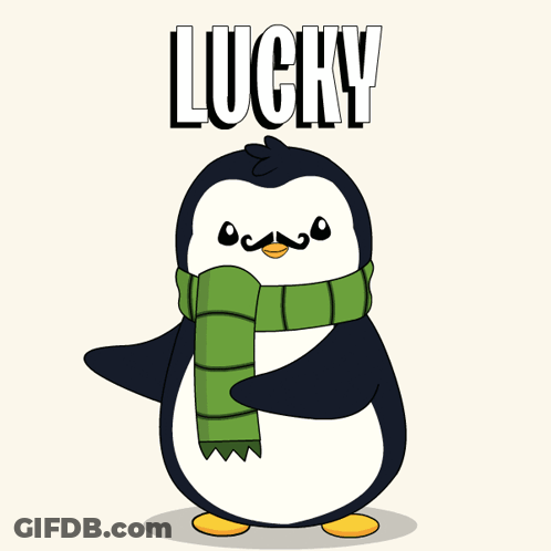 Penguin Wearing Scarf And Shamrocks Lucky GIF
