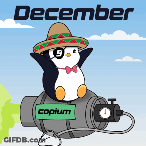 Penguin Wearing Sombrero Sitting On Copium GIF
