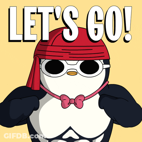 Penguin Wearing Sunglasses And Bandana Let's Go GIF