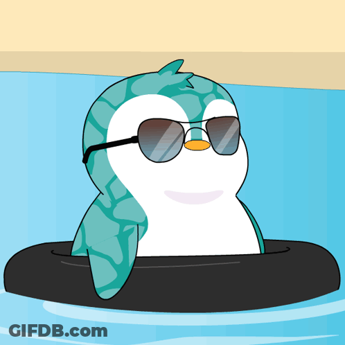 Penguin Wearing Sunglasses Floating GIF