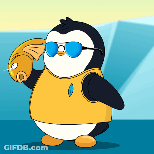 Penguin Wearing Sunglasses Holding Fish GIF