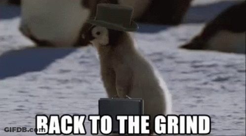 Penguin Wearing Top Hat Carrying Briefcase GIF