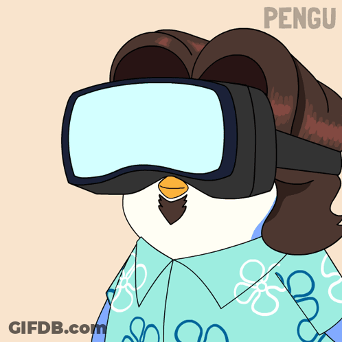 Penguin Wearing VR Headset With Pengu GIF