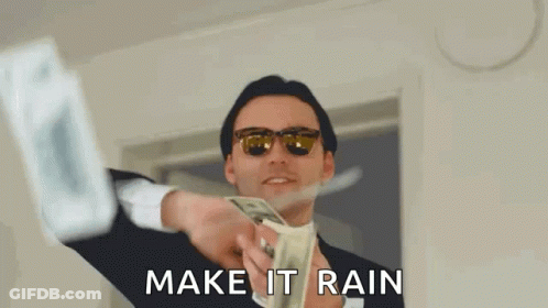 Penguin With Antlers And Wreath Says Make It Rain Deer GIF