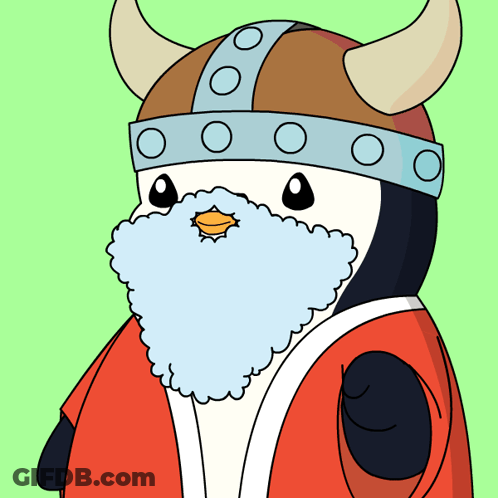 Penguin With Beard And Horned Helmet GIF