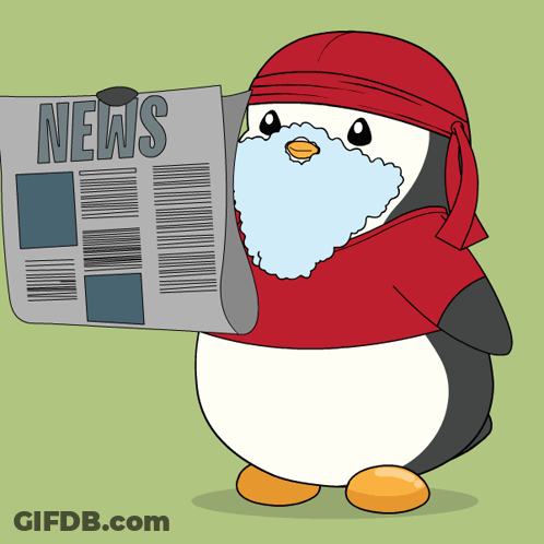 Penguin With Beard Holding News Paper GIF