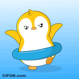 Penguin With Blue Float GIF