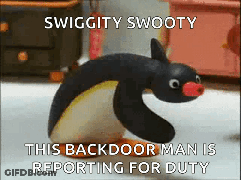 Penguin With Caption Swiggity Swooty GIF