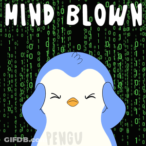 Penguin With Eyes Closed And Mind Blown GIF
