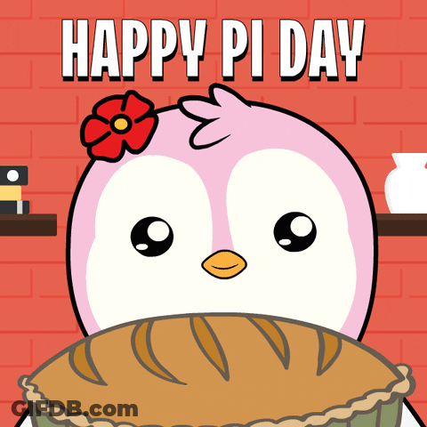 Penguin With Flower On Head Holding Pie Happy Pi Day GIF