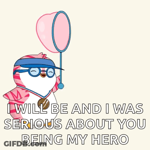 Penguin With Glasses And Headband Holding Badminton Racket Saying Yes GIF