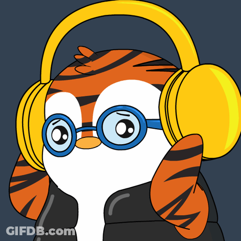 Penguin With Glasses And Headphones GIF