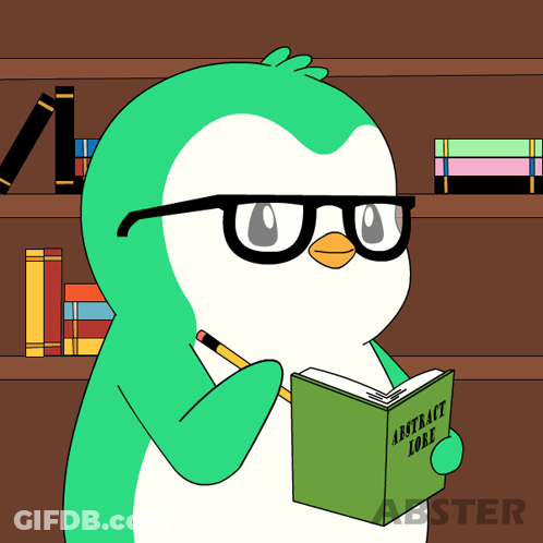 Penguin With Glasses Reading Abstract Book GIF