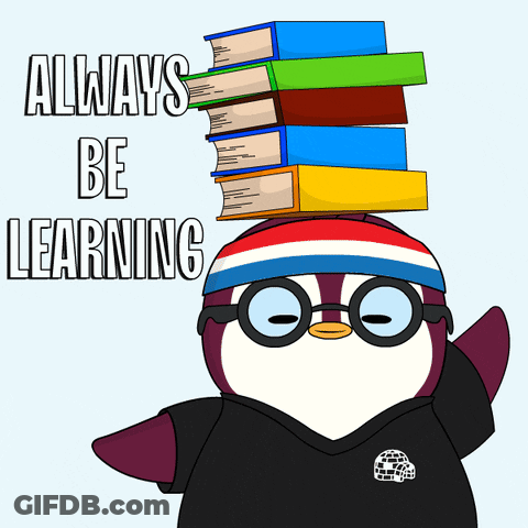 Penguin With Glasses Stack Of Books Always Be Learning GIF