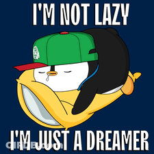 Penguin With Green Hat Sleeping On Pillow GIF