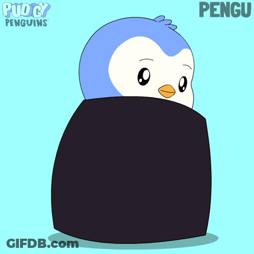 Penguin With Hat And Briefcase Holding Coffee GIF