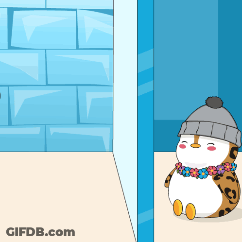 Penguin With Hat And Flower Necklace GIF
