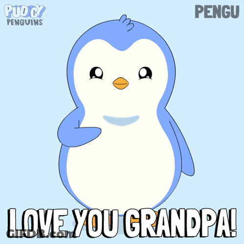 Penguin With Heart And Love You Grandpa GIF