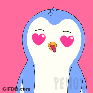 Penguin With Heart Eyes And Word Penguin GIF