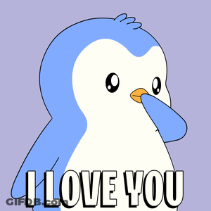 Penguin With Heart I Love You GIF