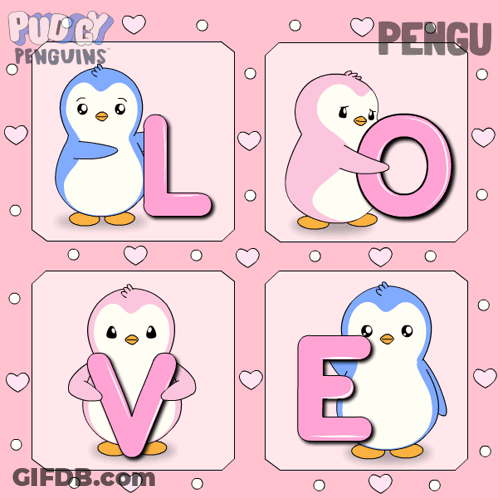 Penguin With Heart On Head Called Pengu GIF
