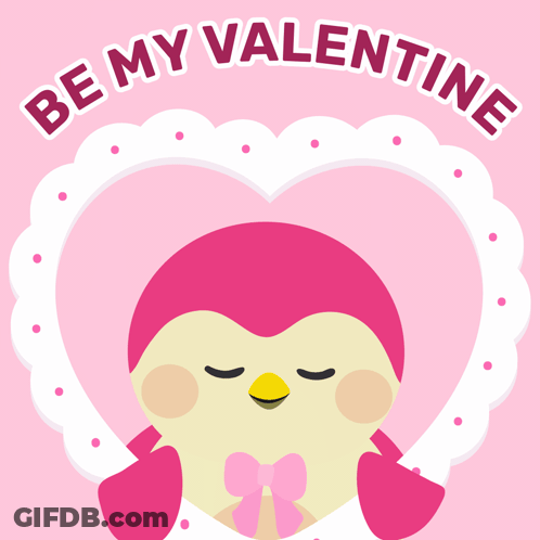Penguin With Heart Saying Be My Valentine GIF