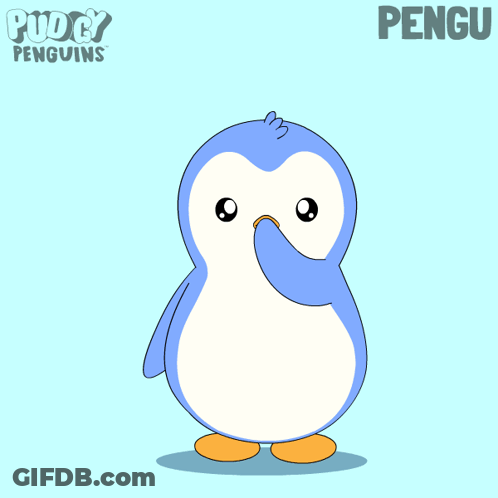 Penguin With Hearts And Name Pengu GIF
