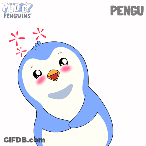 Penguin With Hearts From Head And Word Pengu GIF