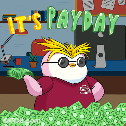 Penguin With It's Payday GIF