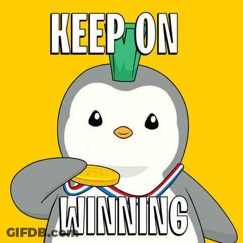 Penguin With Medal Keep On Winning GIF