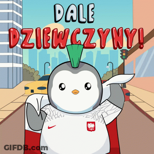 Penguin With Mohawk Saying Dale Dziewczyny GIF