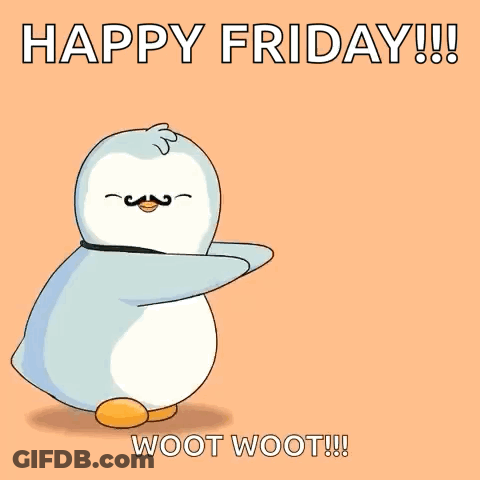 Penguin With Mustache Dancing Says Happy Friday GIF