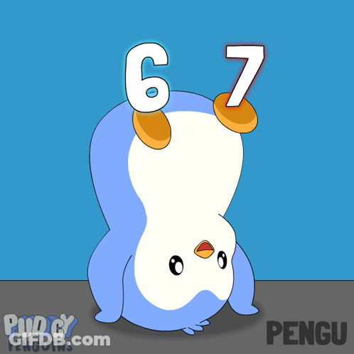 Penguin With Number 6 On Head GIF