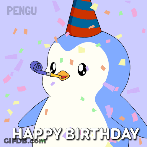 Penguin With Party Hat And Party Horn GIF