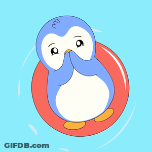 Penguin With Pink Hearts Floating On Red Ring GIF