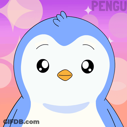 Penguin With Purple Background Saying Pengu GIF