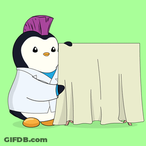 Penguin With Purple Mohawk Holding Sign With Green Ribbon And Heart GIF
