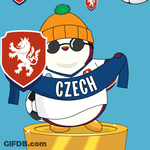 Penguin With Sunglasses And Scarf Saying Czech GIF