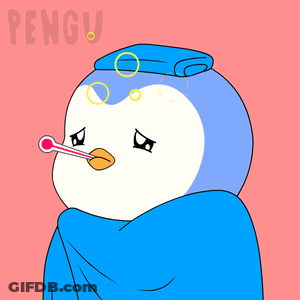 Penguin With Thermometer And Blue Towel GIF