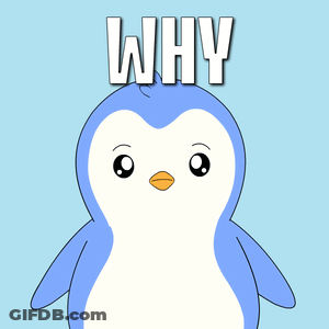 Penguin With Why Text GIF