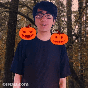 Penguin With Witch Hat, Pumpkins, Candles Happy Halloween GIF